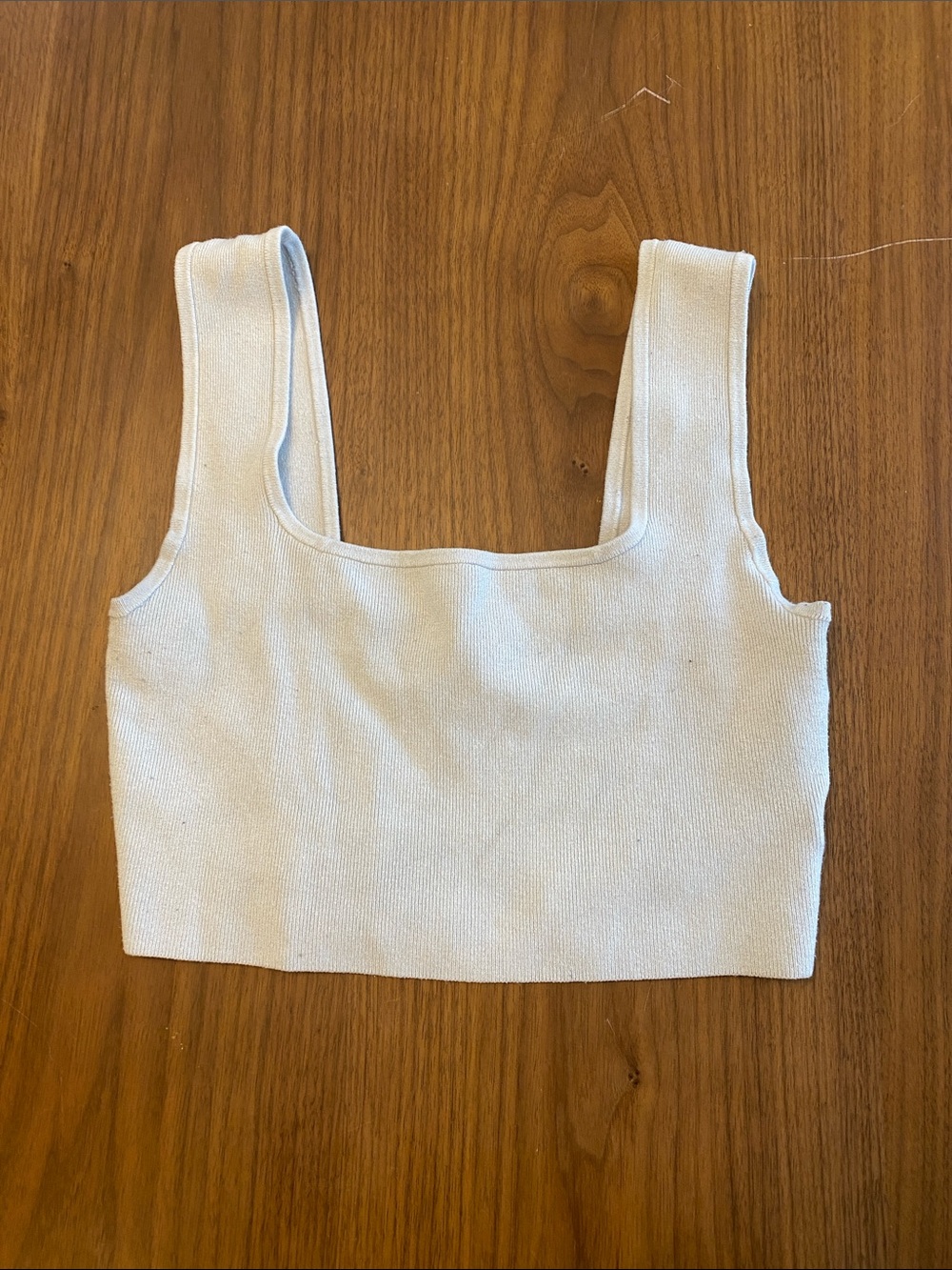 H&M White Ribbed Square-Neck Crop Tank